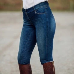 Horze Kaia Womens High Waist Denim Silicone Full Seat Breeches